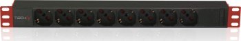 Listwa antyprzepięciowa - Techly 107746 Listwa zasilająca PDU Rack 19'' 1U, 8x Schuko, 250V/16A, kabel C14 2m pod UPS
