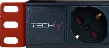 Listwa antyprzepięciowa - Techly 107746 Listwa zasilająca PDU Rack 19'' 1U, 8x Schuko, 250V/16A, kabel C14 2m pod UPS