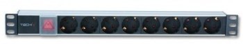 Listwa antyprzepięciowa - Techly Listwa zasilająca 8 gniazd 3m 250V/16A do szaf Rack 19'' 1U
