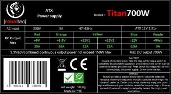 Zasilacz - Rebeltec TITAN 700W