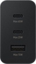 Zasilacz Samsung 65W EP-T6530 (2x USB C, 1x USB A, bez kabla) czarna