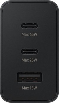 Zasilacz Samsung 65W EP-T6530 (2x USB C, 1x USB A, bez kabla) czarna