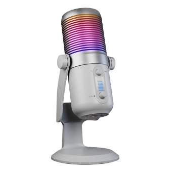 Rampage Diyez Mikrofon gamingowy dotykowy RGB USB-C biały