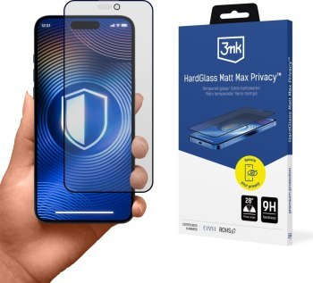 3mk HardGlass Matt Max Privacy do Apple iPhone 15/16