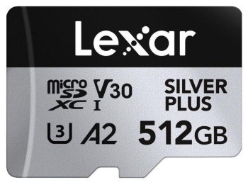 Lexar 512GB microSDXC Professional SILVER Plus UHS-I A2 V30 U3 4K