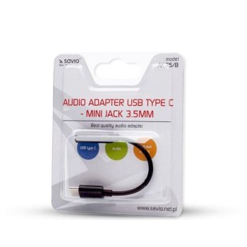 Adapter SAVIO AK-35/B (Gniazdo typ C - Jack stereo 3 5 mm ; 0 12m; kolor czarny)