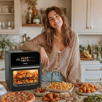 GREENBLUE FRYTKOWNICA BEZTŁUSZCZOWA AIR FRYER MOCNA 1800W POJEMNOŚĆ 10L 8 PROGRAMÓW AKCESORIA TIMER GB950