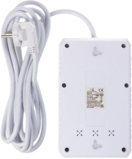MACLEAN LISTWA ZASILAJĄCA PRZEDŁUŻACZ 4 GNIAZDA + 3XUSB 110-240V AC 50/60HZ 2.1A MAX 2500W 3M BIAŁA MCE393 W