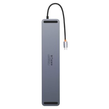 Replikator - Baseus EliteJoy Gen2 12w1 USB-C do 2x HDMI + 3x USB 3.0 + PD + DP + SD/TF + RJ45 + Type-C + 3.5mm (ciemny szary)