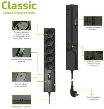 Listwa antyprzepięciowa - Ever Classic 3m T/LZ09-CLA030/0000