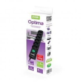 Listwa przeciwprzepięciowa Ever OPTIMA 1 5m (6 x UTE; 10 A; kolor czarny) (T/LZ08-OPT015/0000)