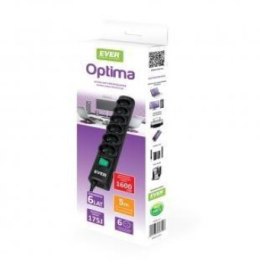 Listwa przeciwprzepięciowa Ever OPTIMA 5 0m (6 x UTE; 10 A; kolor czarny) (T/LZ08-OPT050/0000)