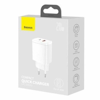 BASEUS ŁADOWARKA SIECIOWA USB USB-C (BIAŁA)