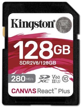 Kingston SDXC 128GB Canvas React Plus SDXC UHS-II 280R/100W U3 V60