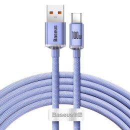 Baseus USB-A - USB-C Crystal Shine, 100W, 2m (fioletowy)