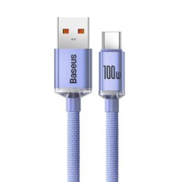 Baseus USB-A - USB-C Crystal Shine, 100W, 2m (fioletowy)