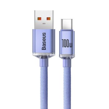 Baseus USB-A - USB-C Crystal Shine, 100W, 2m (fioletowy)