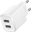 Baseus Compact Quick Charger, 2x USB, 10.5W (biała)