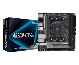 Płyta ASRock A520M-ITX/ac /AMD A520M/DDR4/SATA3/M.2/USB3.1/PCIe3.0/WiFi/BT/AM4/mITX